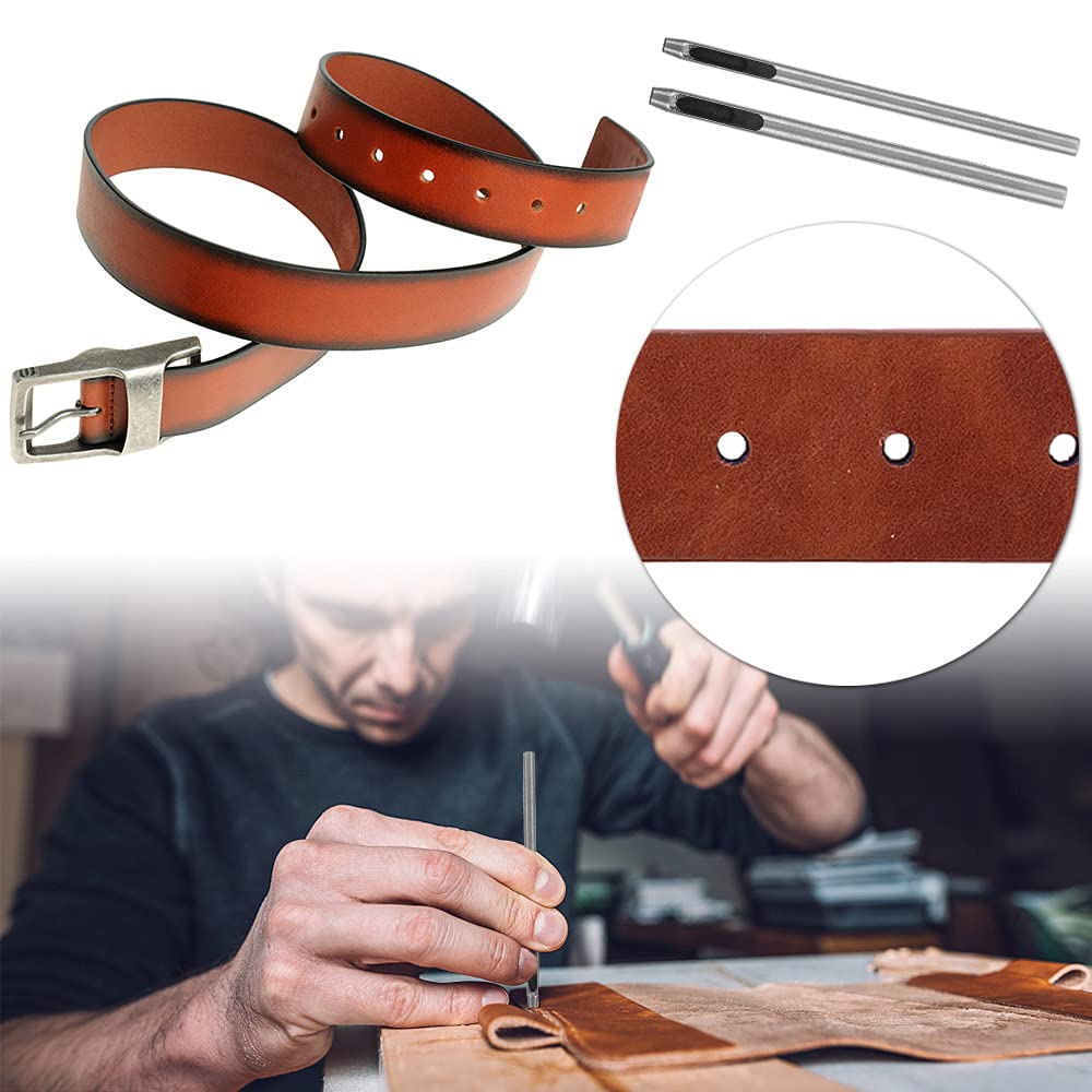 Set Di 9 Punzoni Per Cuoio - Diametri Da 2.5mm A 10mm - In Acciaio - Per Cinture, Borse E Fai-Da-Te