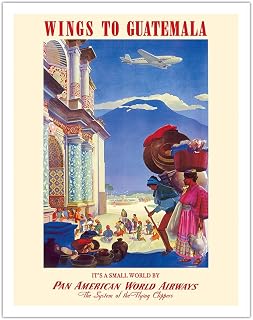 Wings to Guatemala - Pan American World Airways (PAA) - Vintage Airline Travel Poster by Paul George Lawler c.1938 - Fine Art Matte Paper Print (Unframed) 11x14in