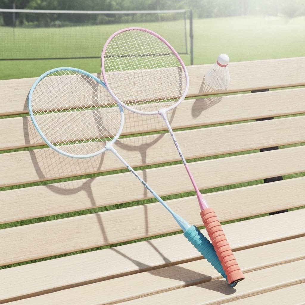 Badminton Set Complet, Raquettes Badminton en Alliage d'Aluminium, Volants & Housse Transport, Cadre Brise-Vent pour Débutants