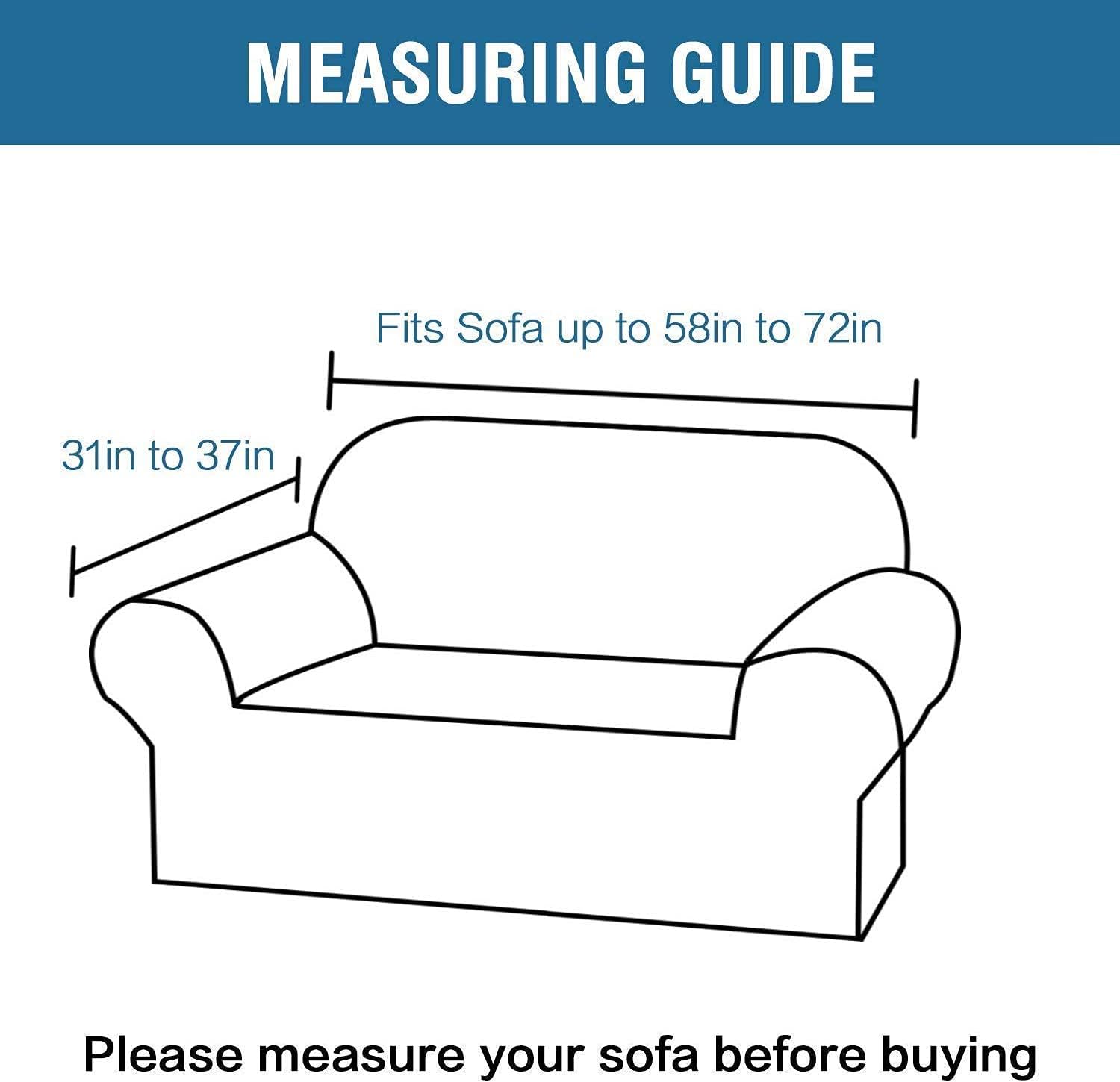 H.VERSAILTEX Stretch Loveseat Cover Bundles Sofa Slipcover, Furniture Protector, Plaid Pattern, Removable and Washable, Dusty Blue