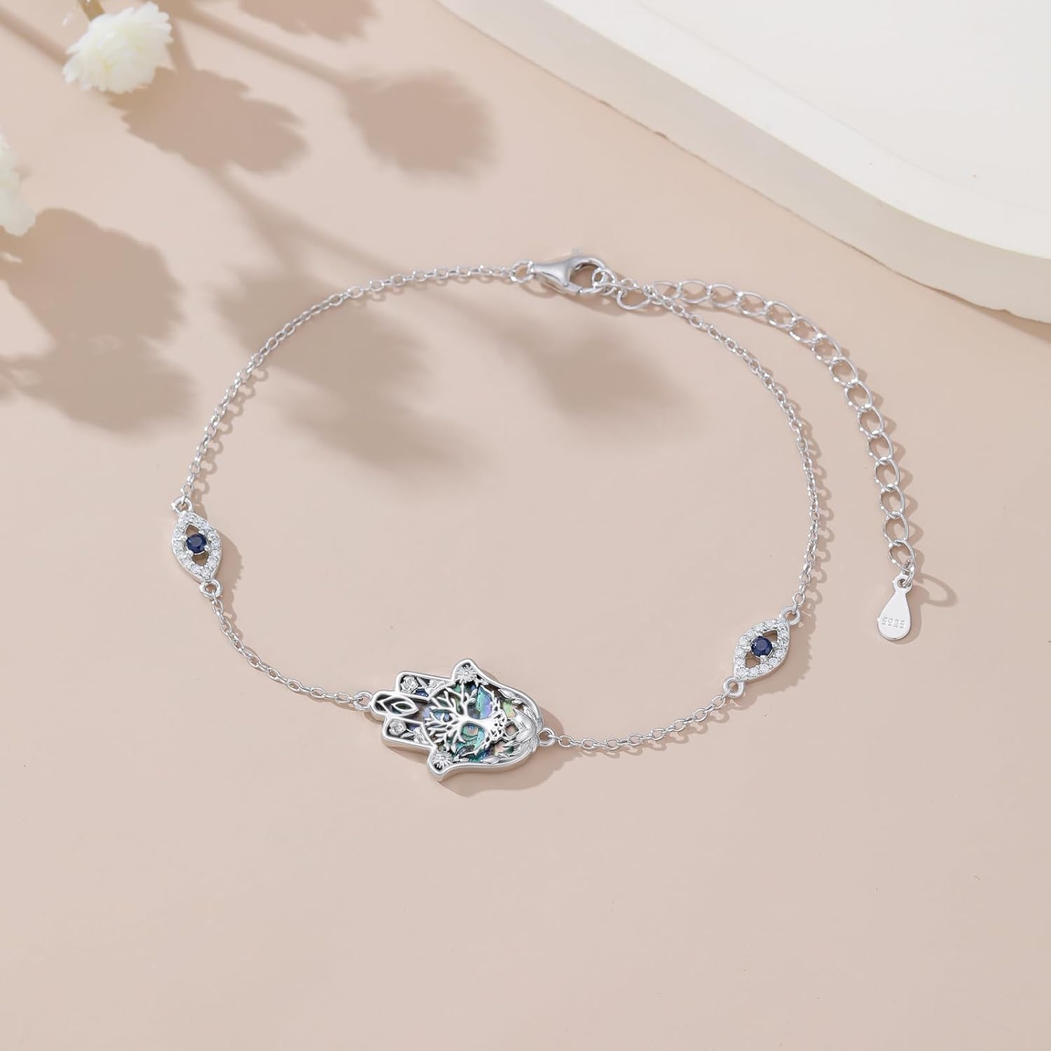 PROESS Hamsa Bracelet 925 Sterling Silver Yin Yang Tree of Life Evil Eye Hamsa Bracelet Hamsas Hand Jewelry Gifts for Women - Image 3