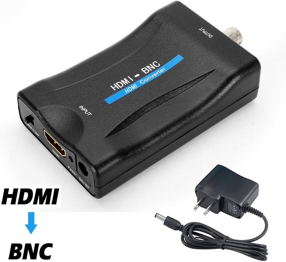 HDMI to BNC Converter Adapter - HD Digital Video in Female BNC Coax Connector Composite Box w/ 3.5mm Audio Out for PS3 PS5 DVD DVR Security Camera CVR CCTV Image Coaxial Analog CVBS Signal Monitor TV