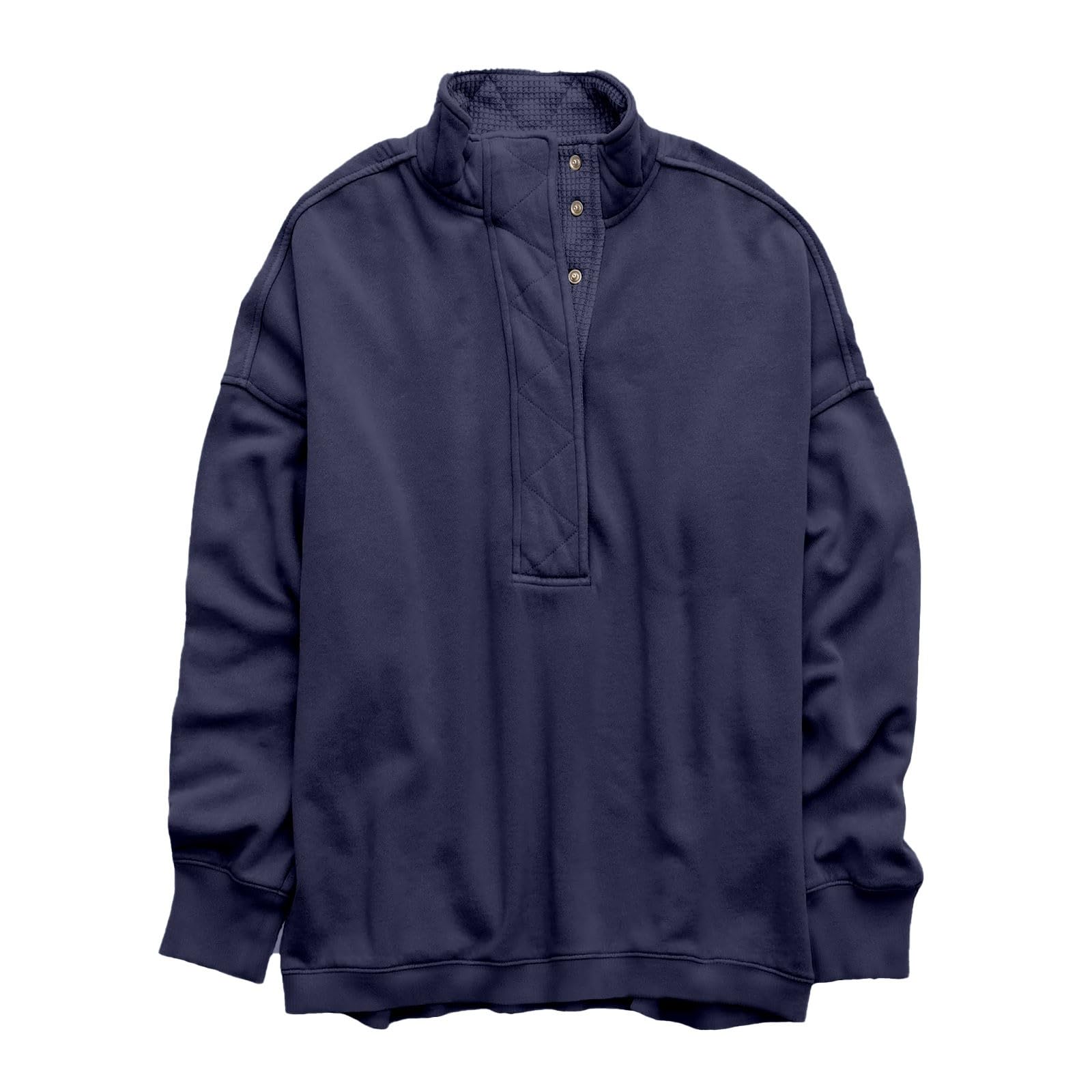 Genérico Sudadera Mujer Sin Capucha Suéter Informal Manga Larga Holgado sin Capucha Cuello Uso Diario Cómodo Ligera Estilo Clásico Camiseta Ropa de Calle Cómoda Forro Polar para Otoño