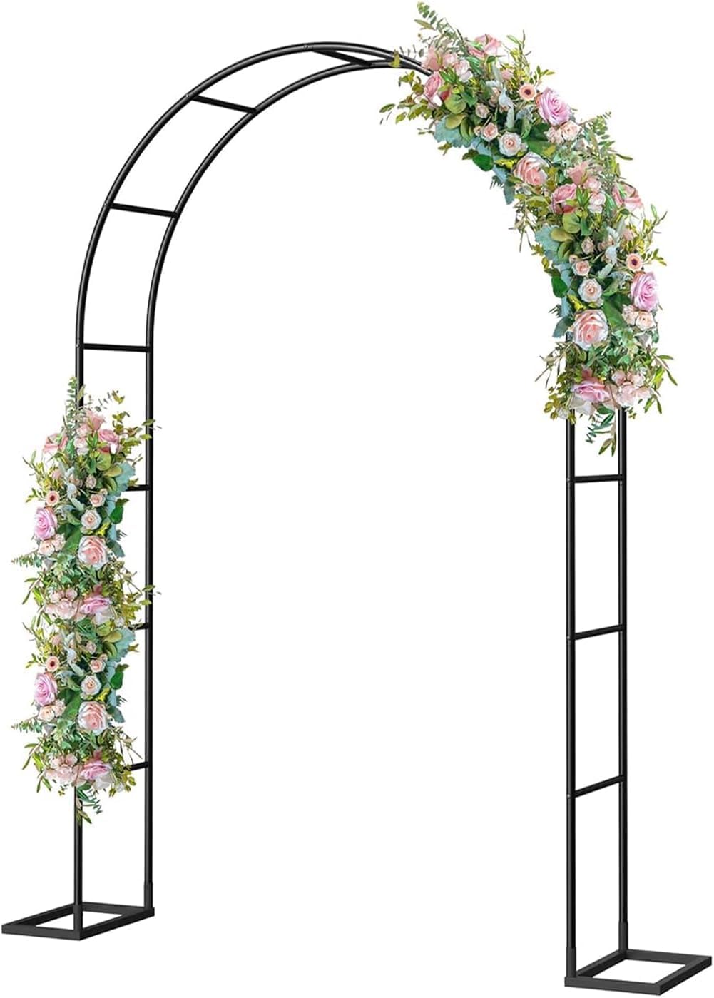 Supvox® Decorative Flower Arch Frame 55.1x 94.5 inch, Freestanding Flower Arch Door Frames with Base, DIY Assembly Metal Black Finish Wedding Archs Frame for Ceremony, Party, or Garden Decor-image-16