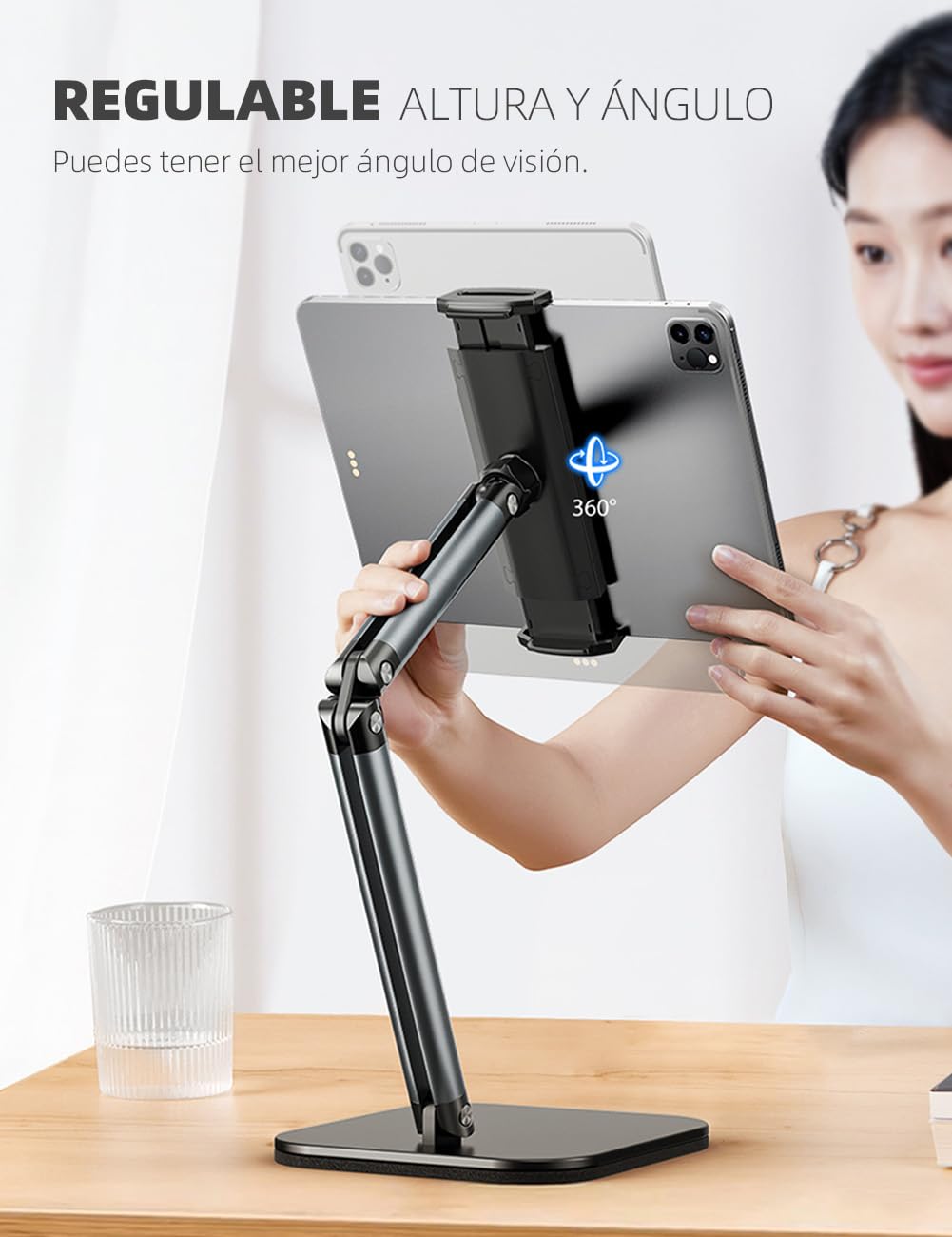 Soporte para Tablet y Smartphone, iPad, iPhone y Tablet (4"-12.9") con Altura y Ángulo Ajustables