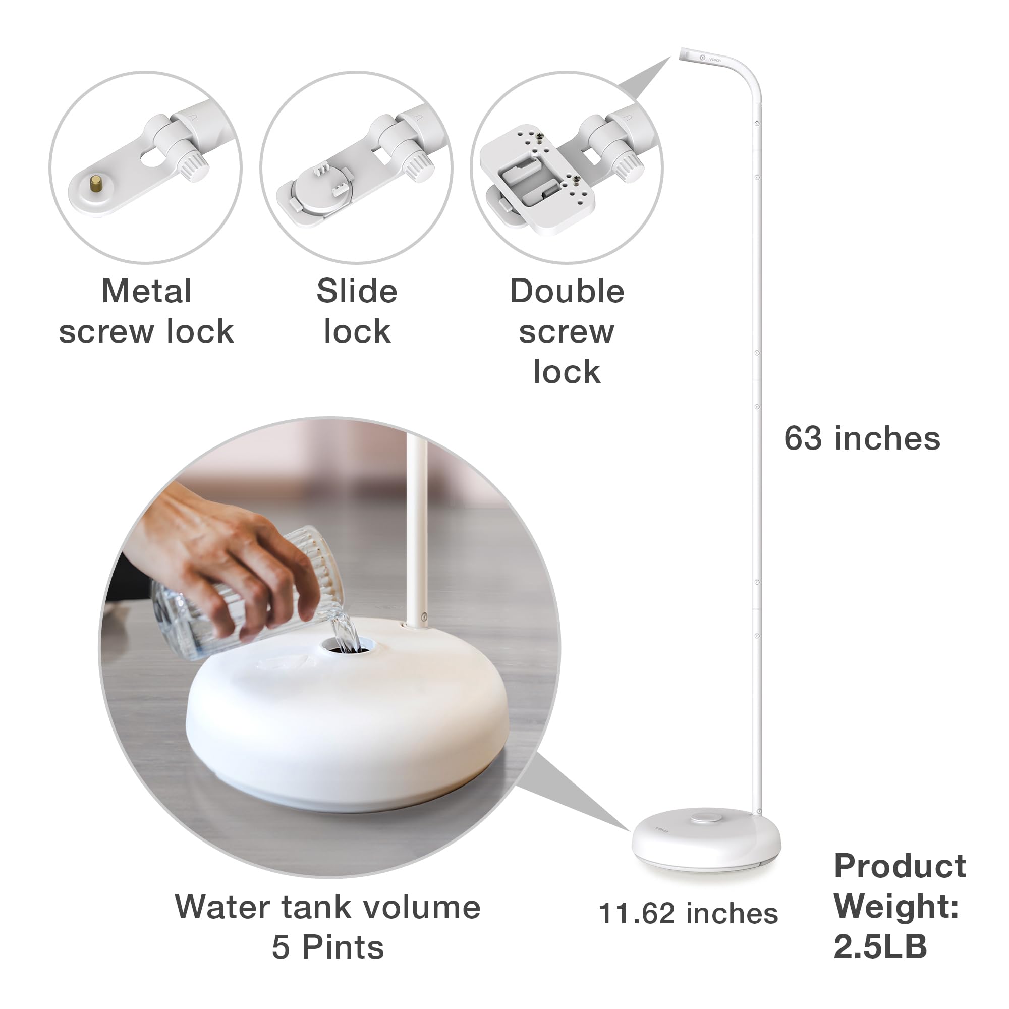 VTech Support au Sol pour Moniteur de bébé Compatible avec la Plupart des moniteurs de bébé, Support de caméra pour bébé, sécurité pour Chambre d'enfant
