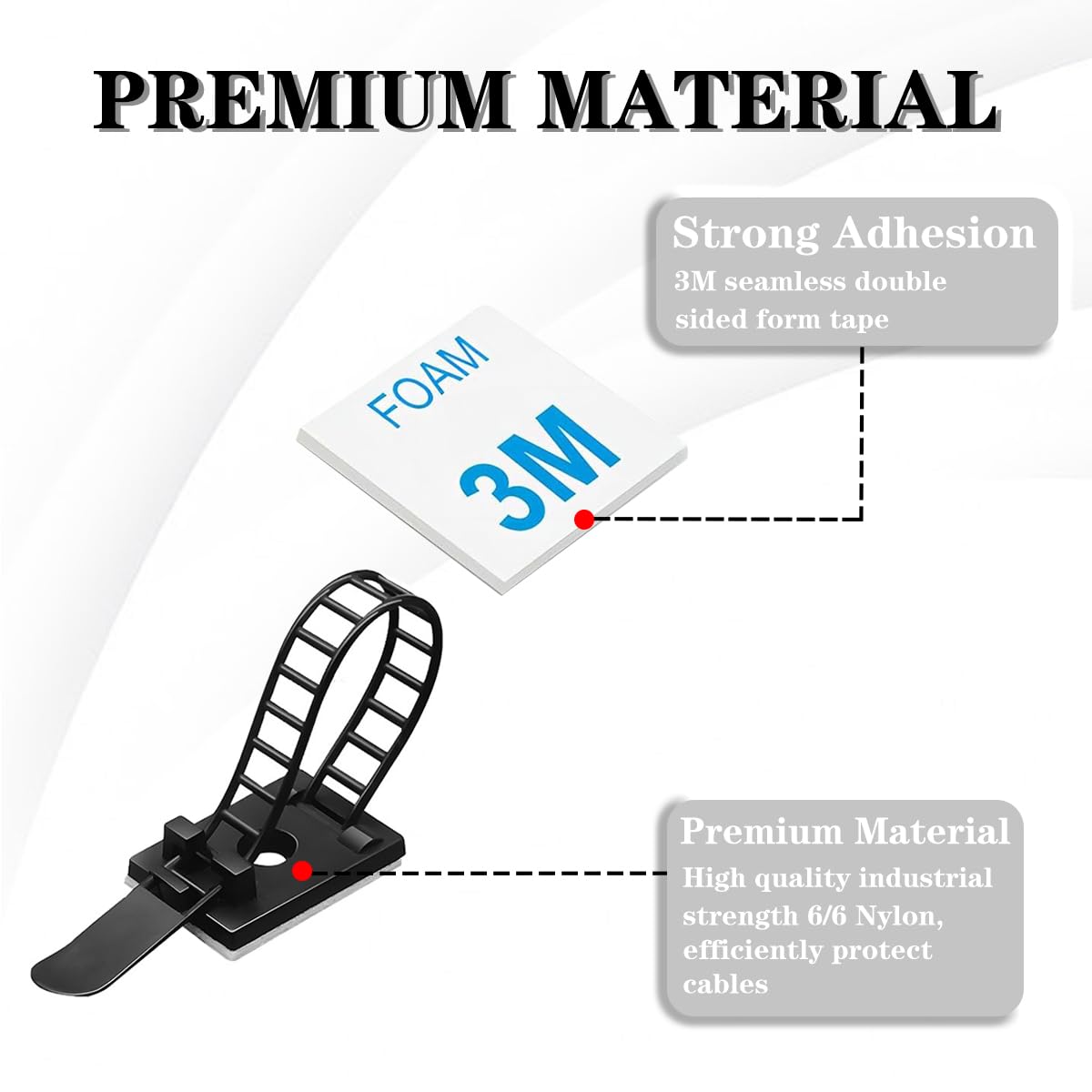 Kabelhalter 100 Stück Selbstklebend - Kabelmanagement Set Mit 3M Kleber In 3 Größen