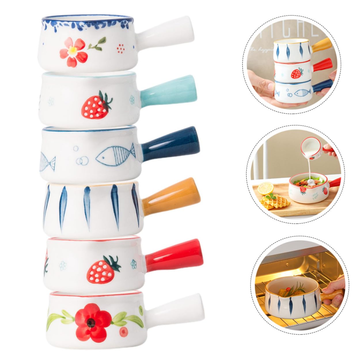 Petit Pichet à Lait en Céramique 50ml, Lot de 6 Pièces