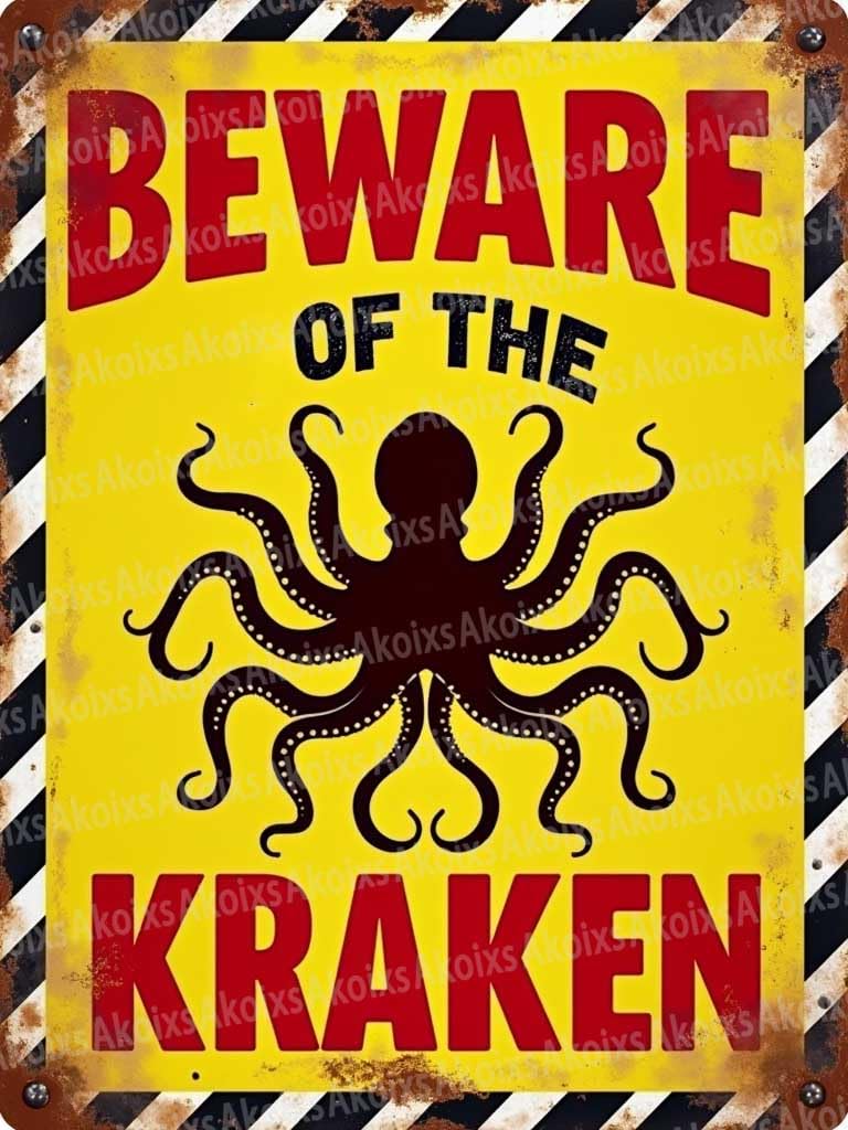 Amazon.com: Vintage Style Beware of The Kraken Metal Tin 