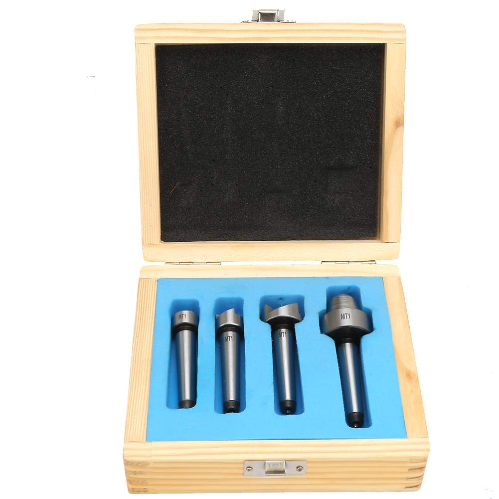 Set 4 Pezzi Centro Per Tornio MT1 – Punte A Tazza E Rotanti In Acciaio, Per Tornio Legno E Metallo, Con Custodia In Legno