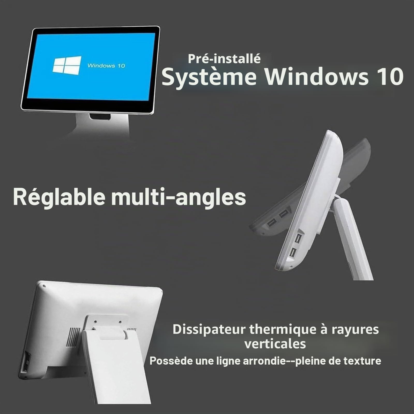 Caisse Enregistreuse à écran Tactile Intelligente, Grand écran 15,6 Pouces Pour Les Petites Entreprises Caissier Menu Professionnel Magasin, Supermarché,Double écran 15,6'' + 13,3''