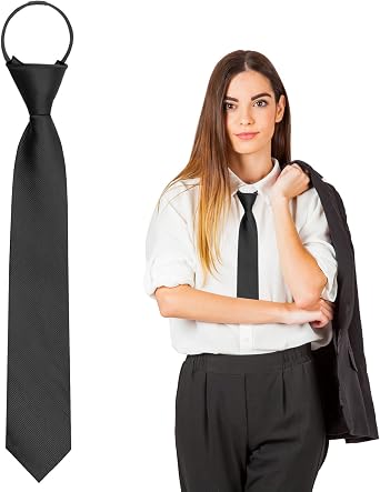 Luckyvestir Ties for Women, Adjustable Pre Tied School Tie for Boys Girls Kids Black/Red Zipper Tie for Uniforms, Shirt, Jk