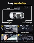 Caméra avant et arrière de Dash Cam – 4K+1080P Caméra double Dash pour voitures avec 64GB SD Carte, 5G/2.4GHz WiFi & Contrôle de l'application, vision nocturne, mode de stationnement, capteur G, enregistrement de boucle, WDR, 170° Angle large