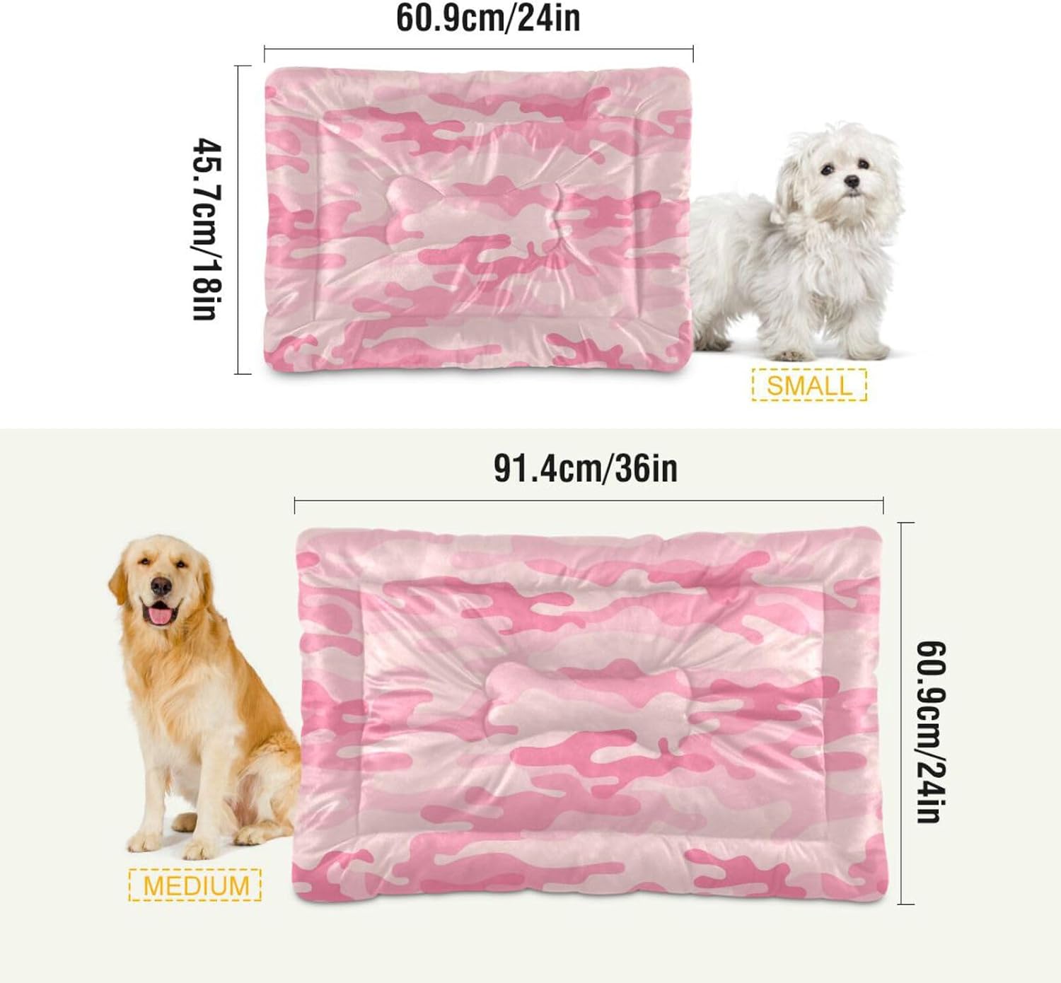 review Pink Camo Crate Pet Bed, Portable Washable Dog Cat Mat, Soft Comfortable Pet Mattress with Non-Slip Bottom for Dogs Cats Sleeping, 24 x 18 Inch