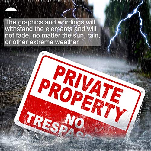 Large No Trespassing Signs Private Property Metal 10X14 Aluminum Uv Ink Printing,Durable/Weatherproof Up To 7 Years Outdoor For House And Business (2-Pack) #TOP3
