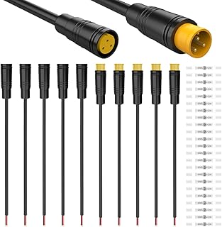 Cable de extensión para bicicleta eléctrica (5 pares, conector Julet de 3 pines, impermeable, 20 cm, hembra y macho) para luz, acelerador, freno de mano y proyectos de bricolaje