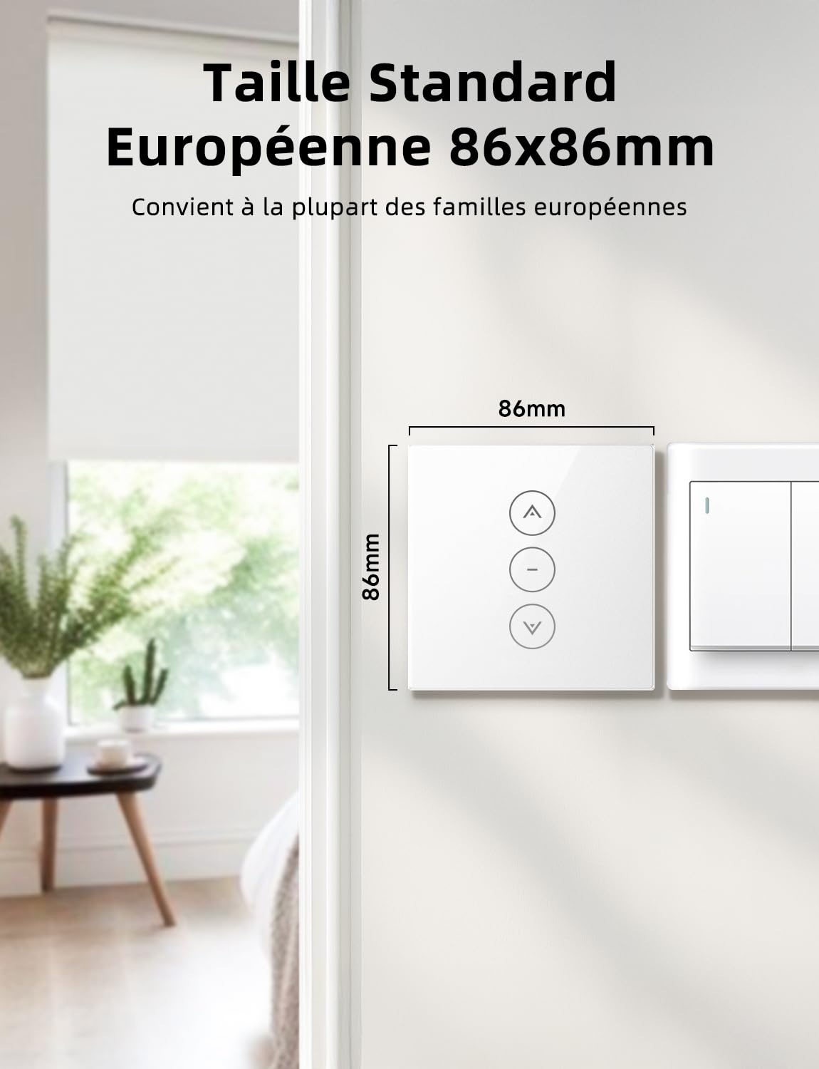 Interrupteur Connecté WiFi Volet Roulant Verre Tactile [Fil Neutre] | Commutateur Intelligent Pour Rideau Compatible Alexa & Google Home, Minuterie Programmable, Commande Vocale & App, 2 Pack