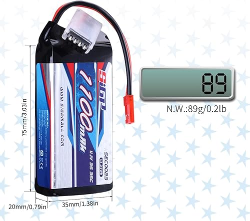 Miniatura 4 de 3S Lipo Batería 11.1V 35C RC Batería para RC Avión Quadcopter Helicóptero Drone FPV Racing Hobby 2 paquetes