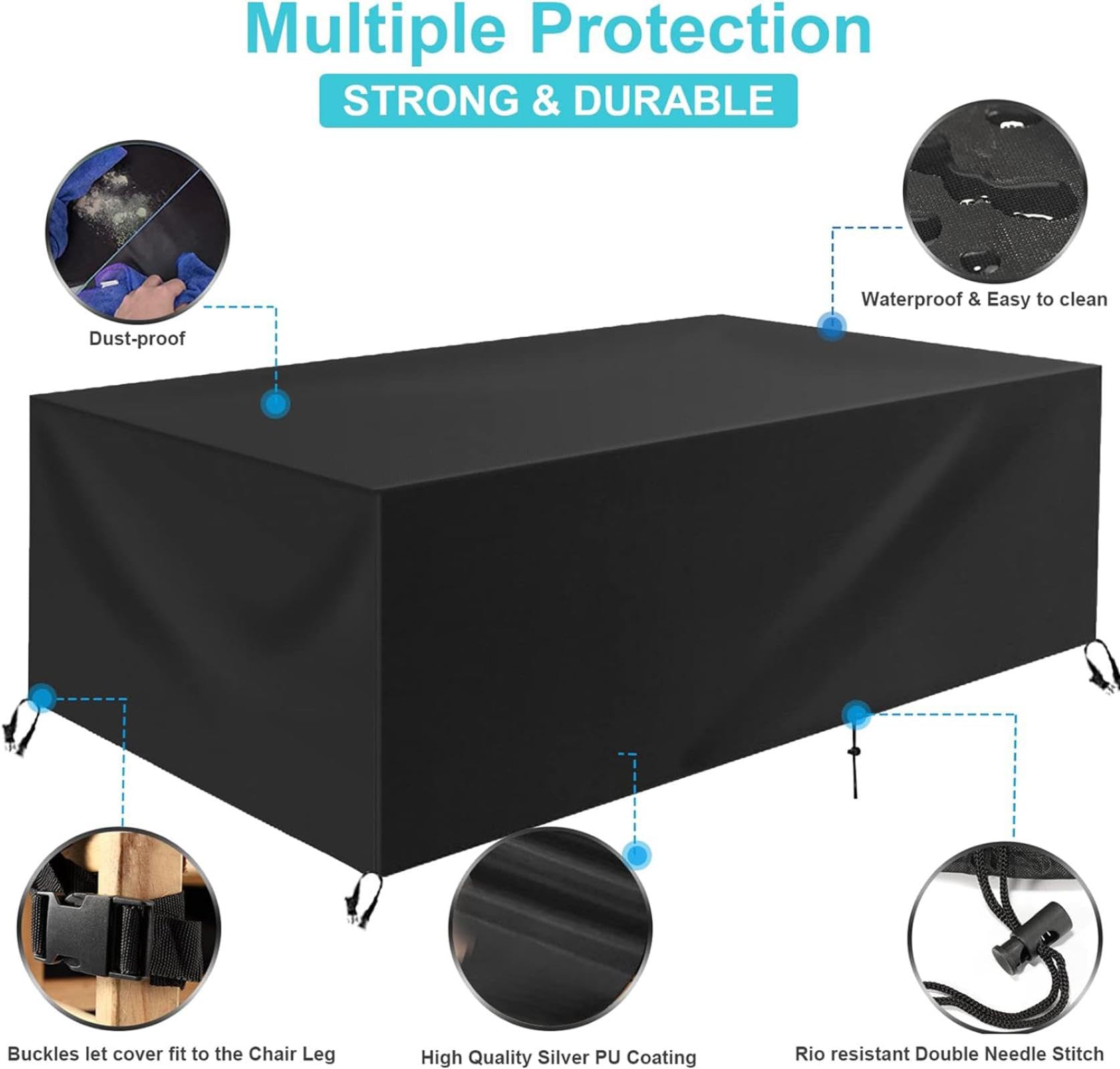 Funda para Muebles de Jardín - 330x150x70cm Funda para Mesa Exterior Impermeable, Resistente a los Rayos UV y a los Desgarros Funda Protectora Muebles Jardin - múltiples tamaños