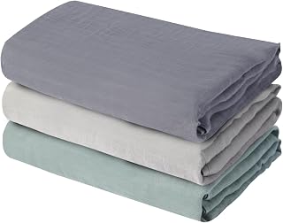 Muslin Swaddle Blankets, 3 Pack Nursery Wrap Receiving Blankets for Baby Boys and Girls, Soft Breathable Gift for Newborn