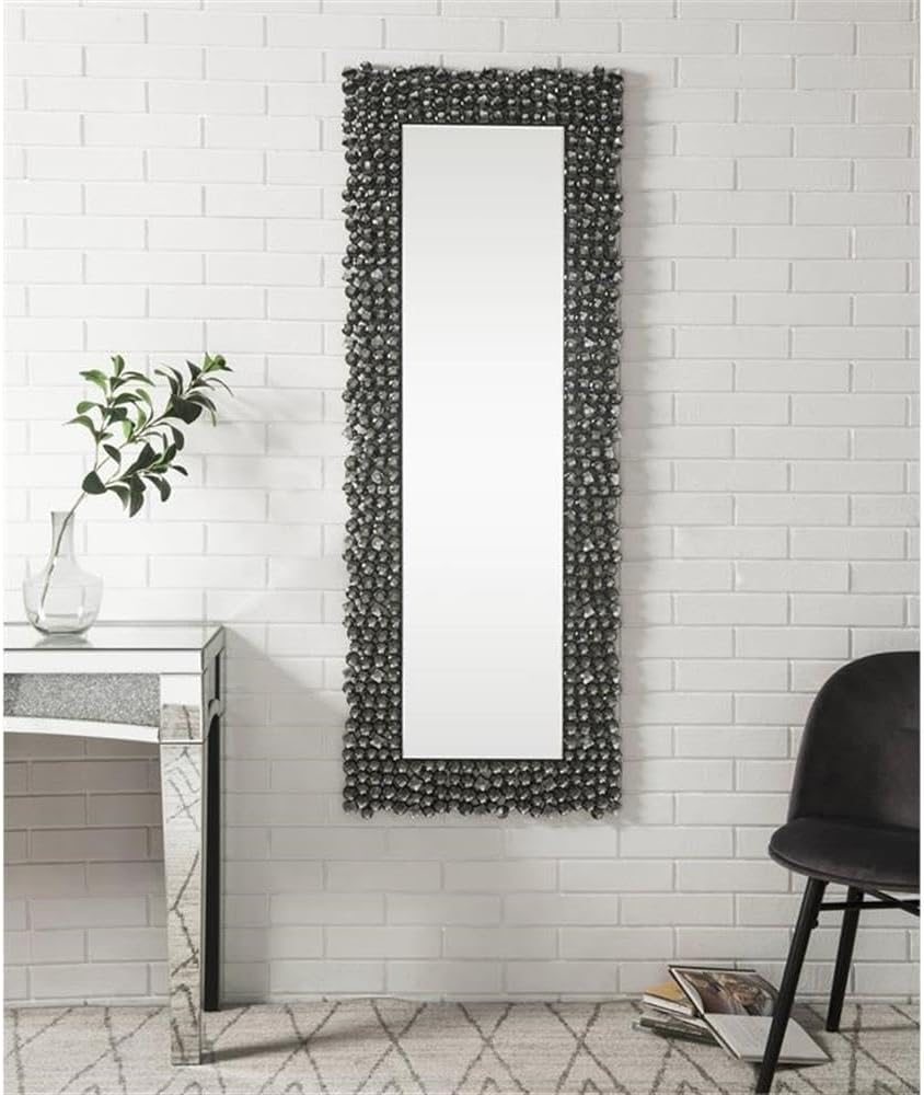 Acme Kachina Wooden Frame Wall Decor Mirror with Faux Gems Trim in Mirrored