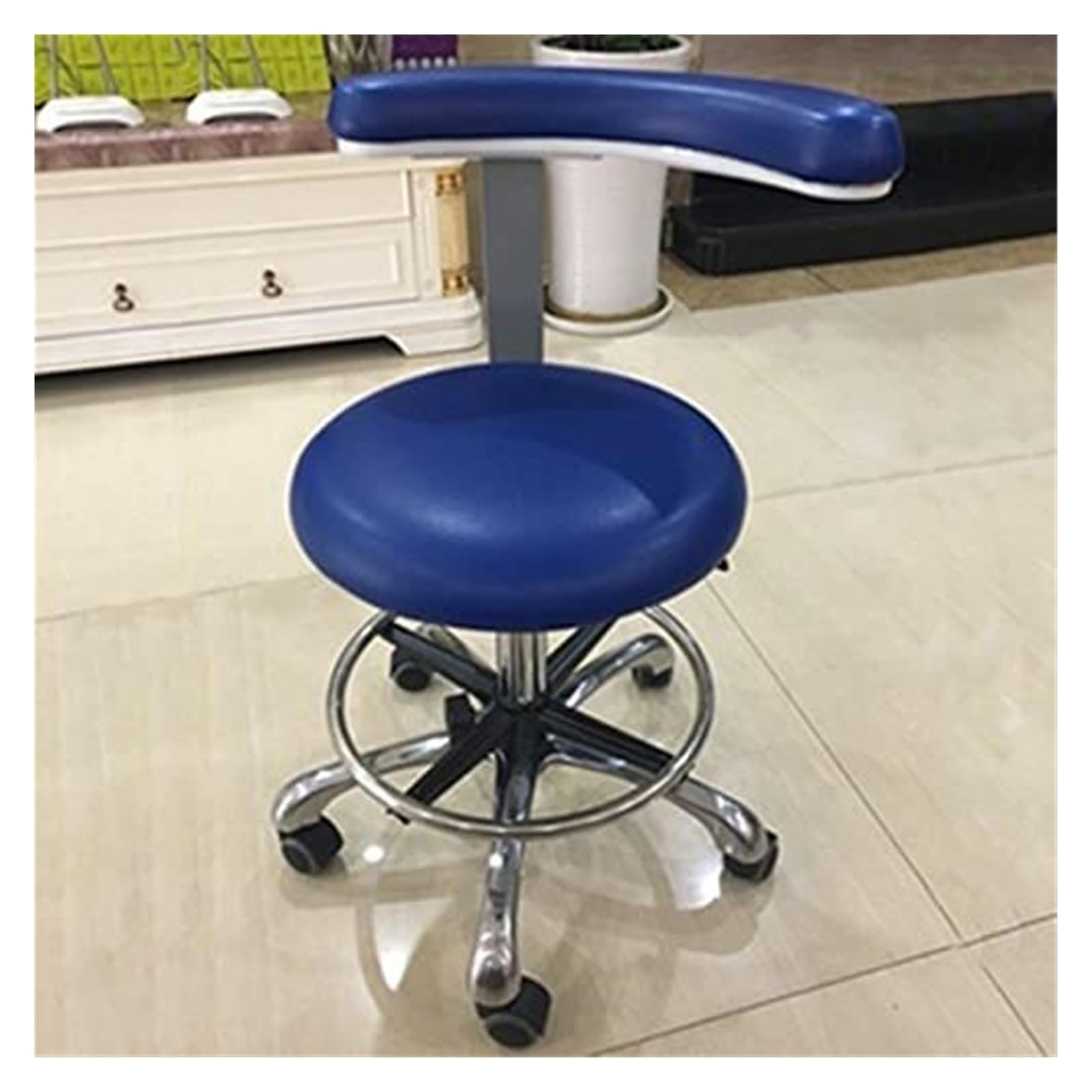 OZBMA Dental Stool with 360° Rotation, Height Adjustable Medical Chair, PU Leather Saddle Design Armrest for Clinics and Salons (C1)