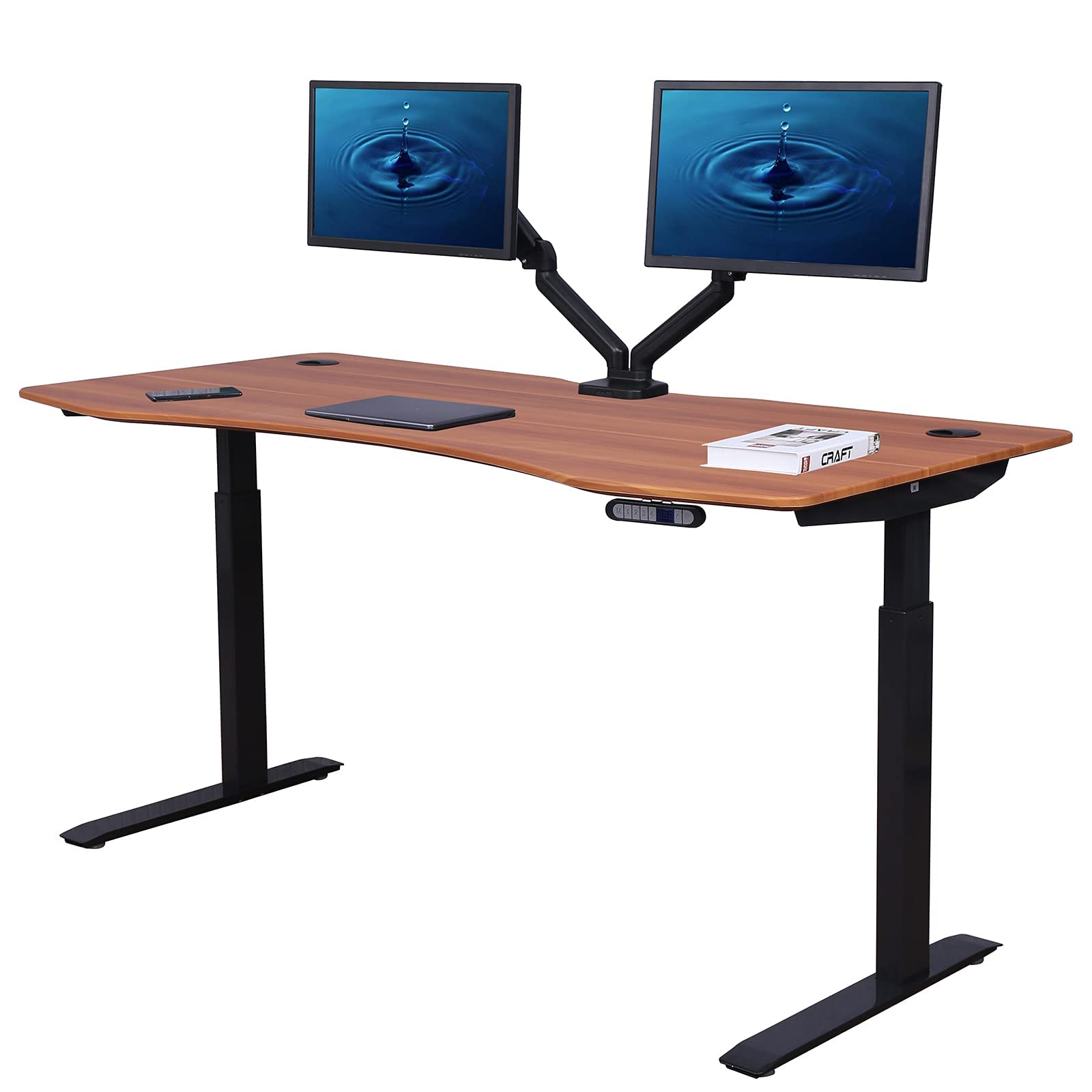 Photo 1 of DENTED/SCRATCHED TABLE; MISSING LEGS/HARDWARE**ApexDesk Elite Pro Series 60" W Electric Height Adjustable Standing Desk (Red Apple Top, Black Frame) Curved 60" Red Apple Top, Black Frame