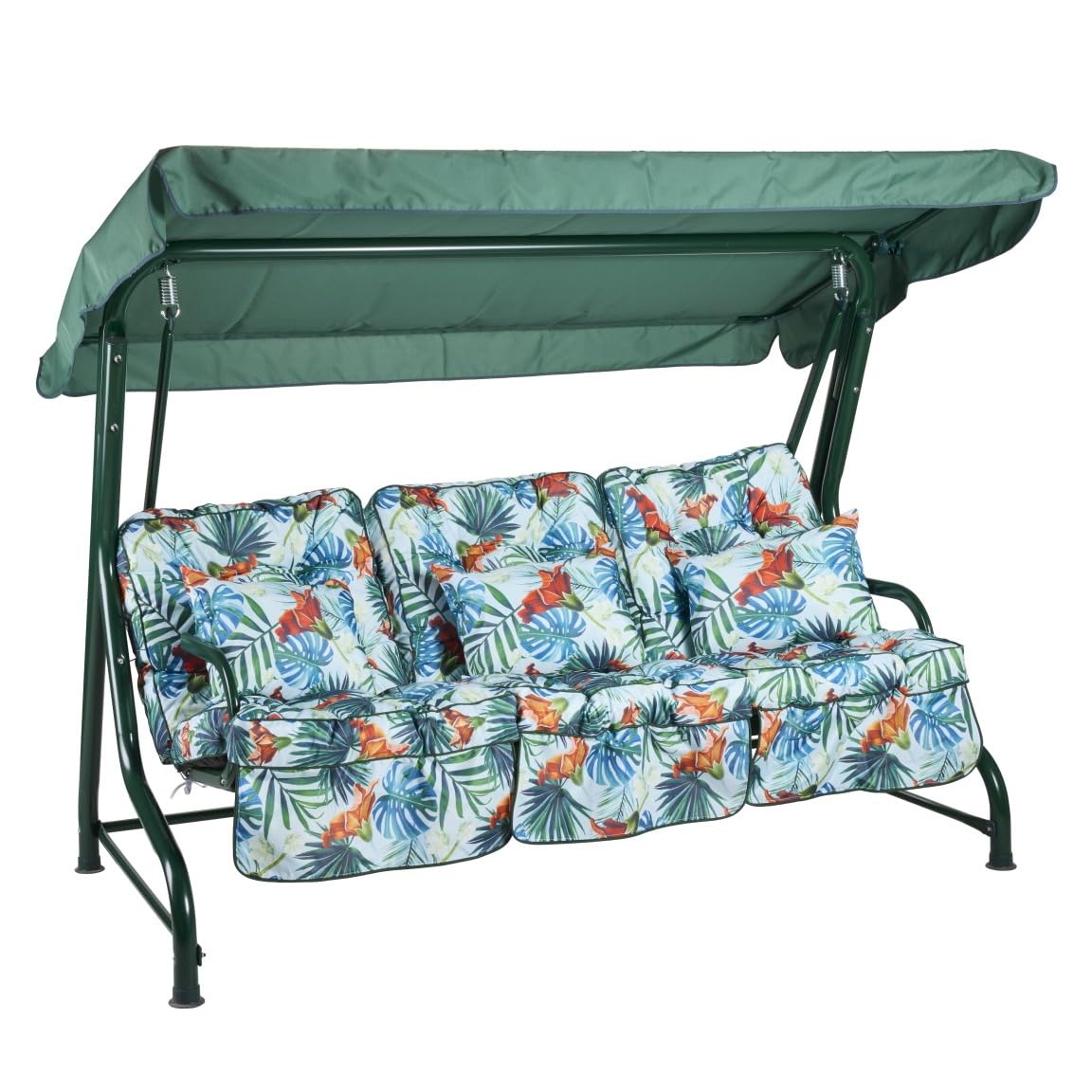 Alfresia Roma 3 Seater Garden Swing Seat with Adjustable Water-Resistant Canopy and Classic Cushions, Heavy Duty Outdoor Patio Swing Seat Supporting up to 250 kg for Garden, Lawn or Decking