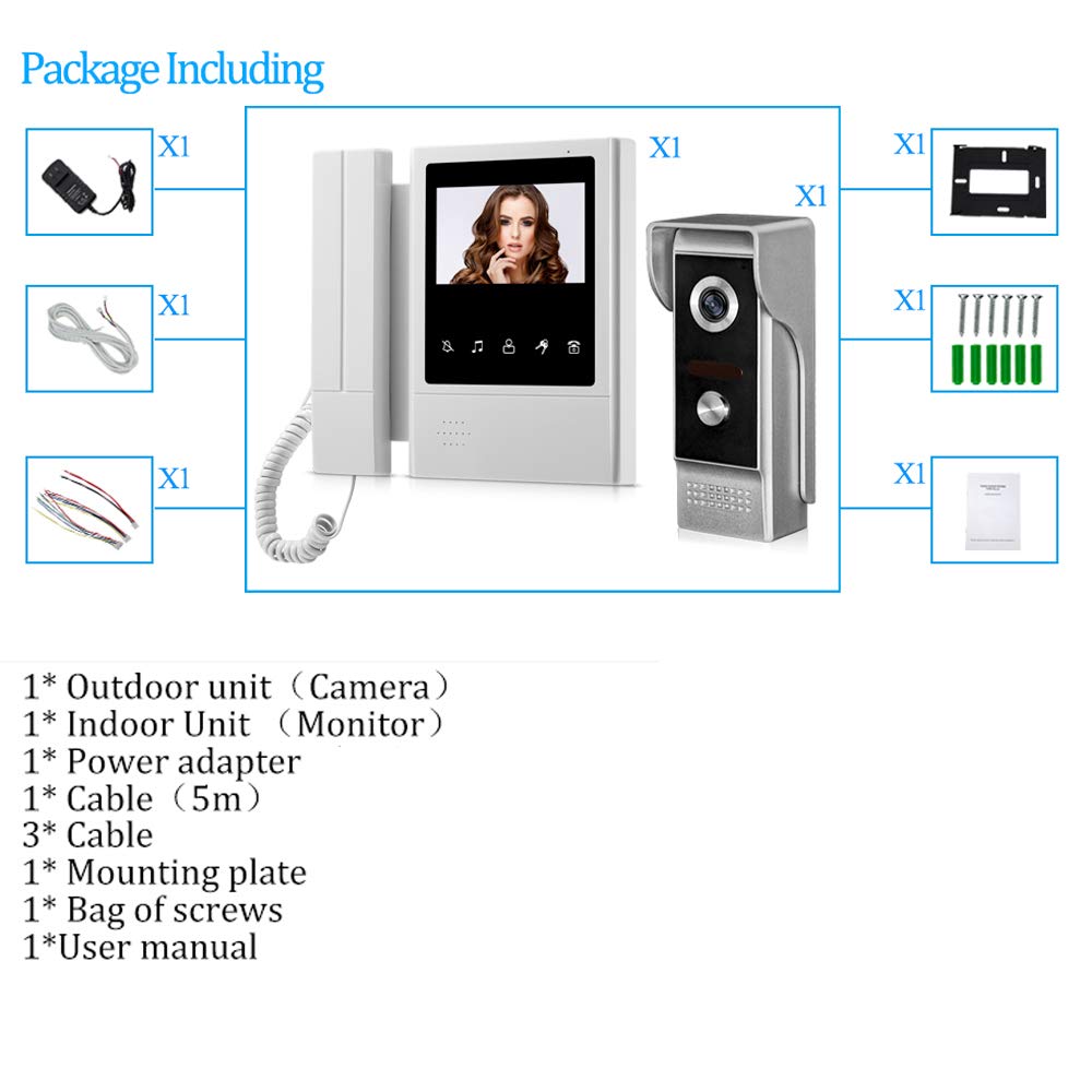 Hand Held 4.3 ''Monitor de Pantalla Videoportero Sistema de Teléfono de la Puerta Timbre de la Puerta Cámara Impermeable Desbloqueo Monitor Intercom - Sólo movimiento