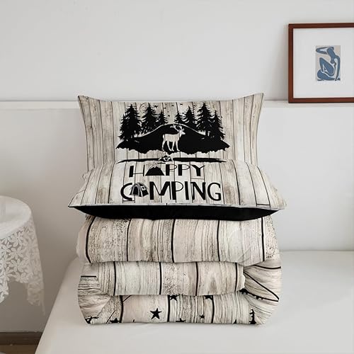 Miniatura 6 de Juego de edredón rústico de casa de campo, tamaño King, diseño de campista de viaje, juego de ropa de cama para caravanas, juego de edredón de