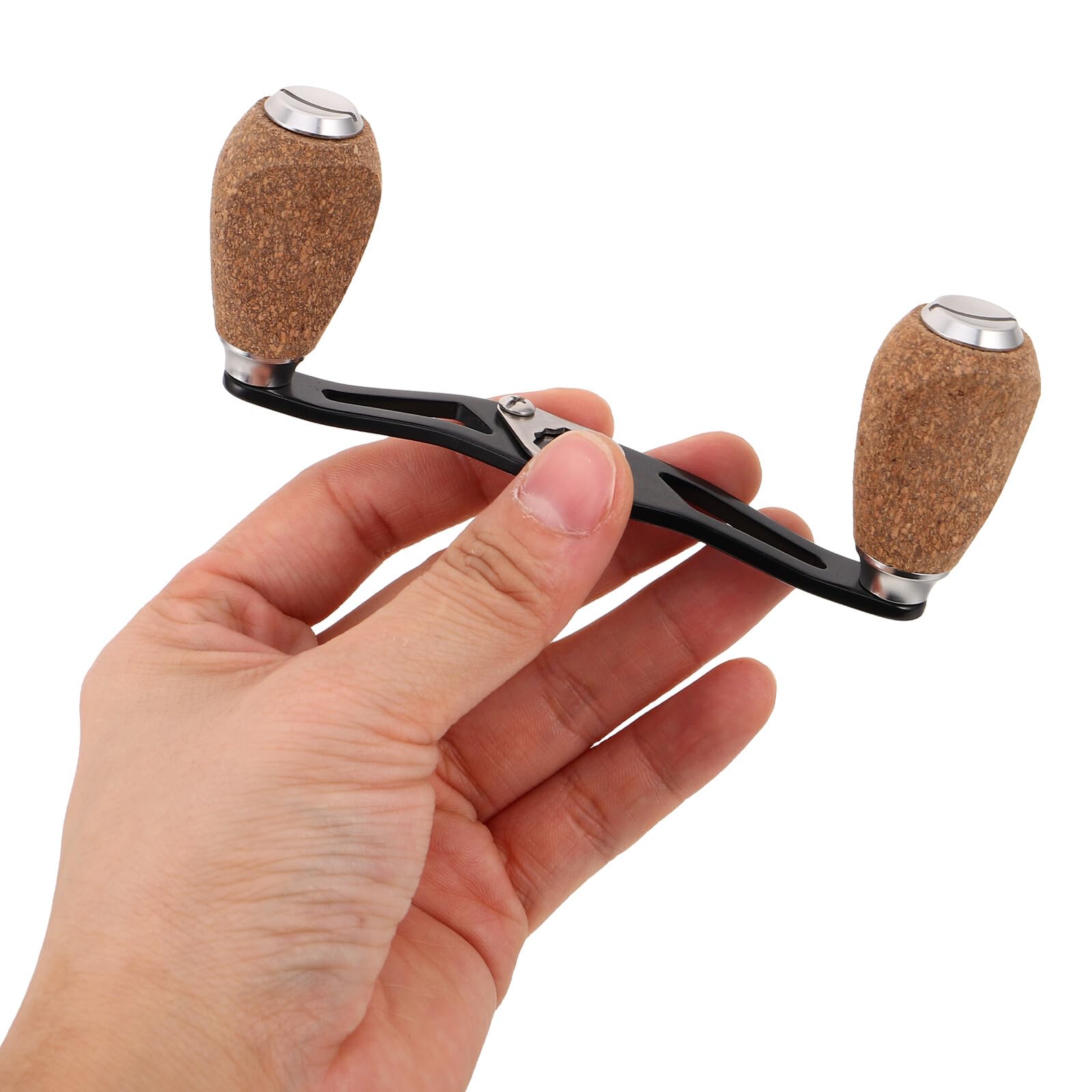 Accesorio de Manivela para Carrete de Pesca Baitcasting 4 Rodamientos, Perilla de Madera, Compatible Mano Izquierda y Derecha, Repuesto para Pesca en Lagos