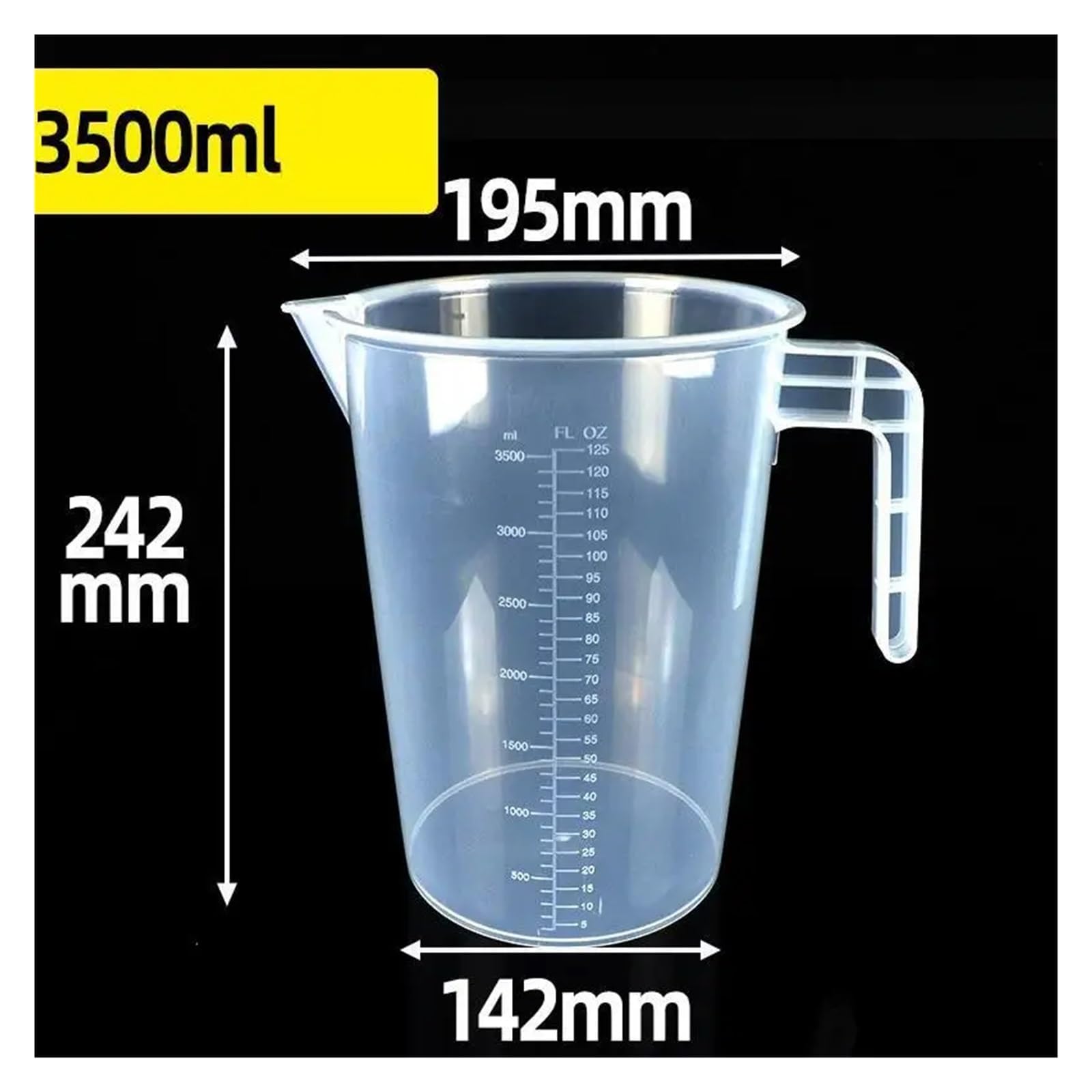 Plastikowa miarka z podziałką o dużej pojemności z pokrywką — przezroczysta zlewka do mieszania do użytku w kuchni i laboratorium(3500ML)