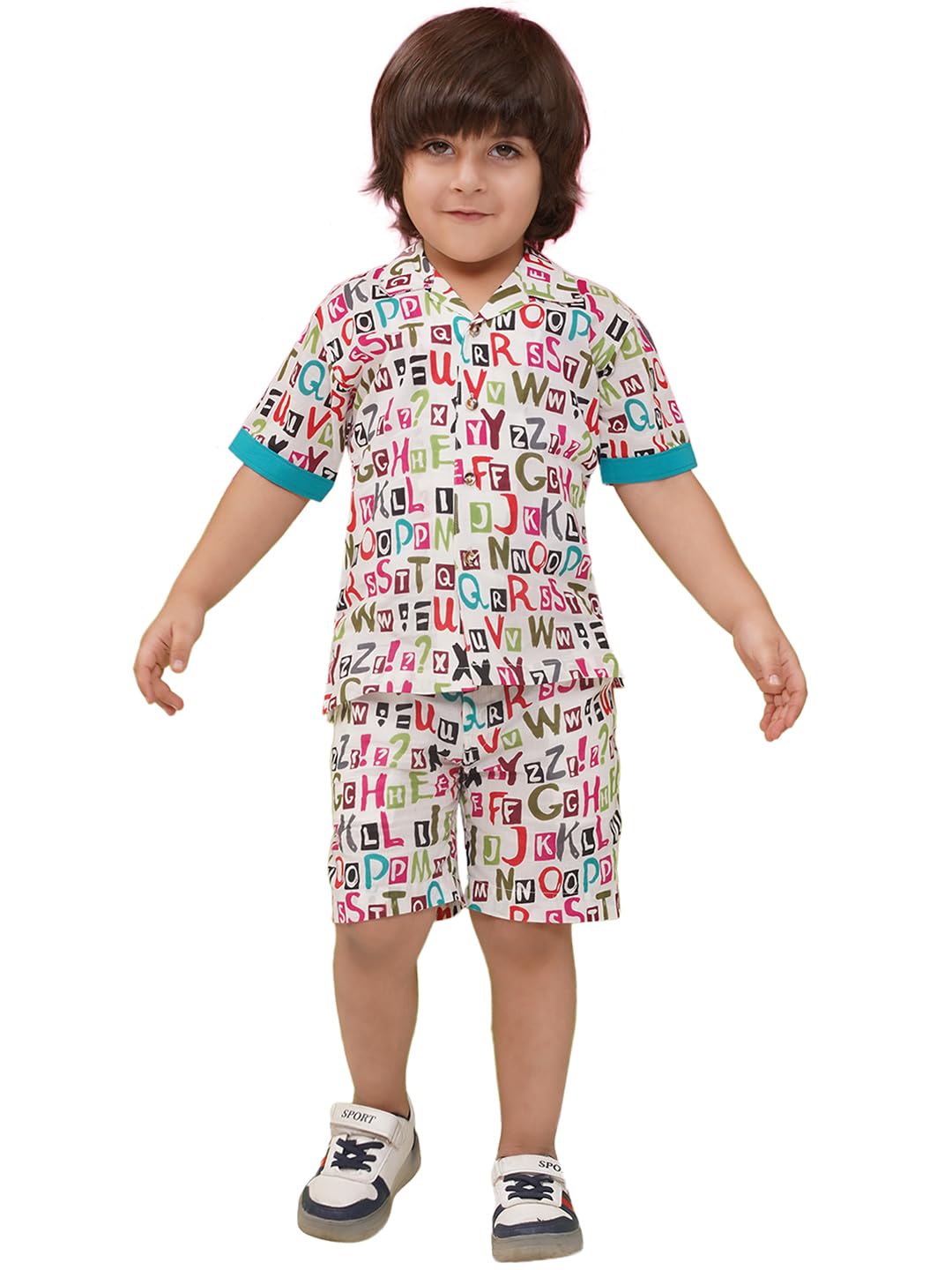 AJ DEZINES Kids Casual Wear Summer Beach Dress Cotton Shirt Shorts Printed Cord Set For Boys