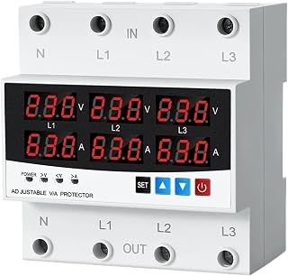 100A 63A 3 Phase 3P+N Din Rail selector Adjustable Over and Under Voltage Current Protection Monitor Relays(100A)