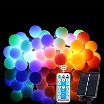 ELINKUME Catena di luci solari per esterni, 50 LED, 7 m, opache, con 8 modalità e telecomando, luce solare, impermeabile, perfetta per giardino, terrazza, veranda, matrimonio, festa