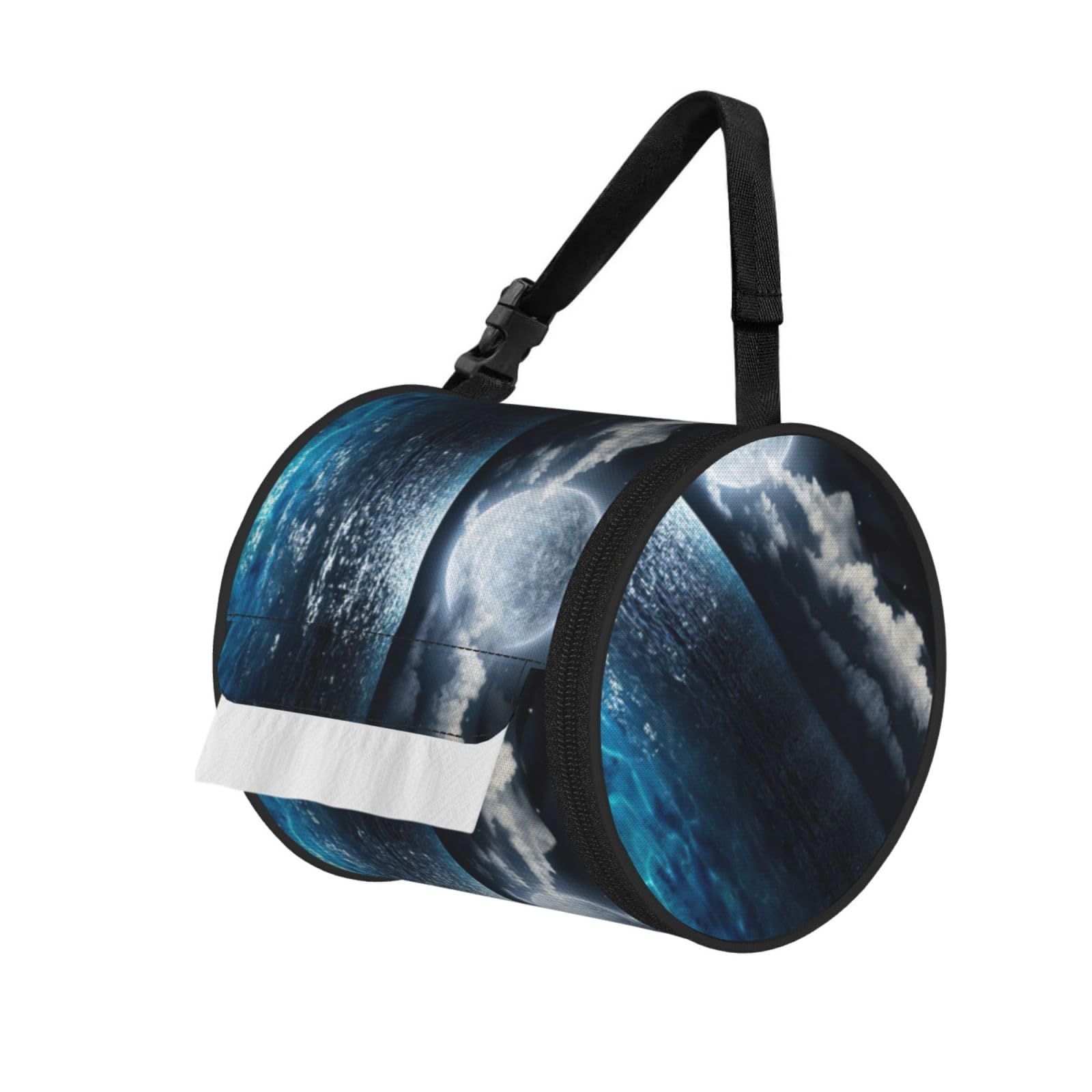 Moon And Sea Print Fashion Tissues Organizer Box, Hanging Tissue Holder For Purse Coins For Car Office Daily Outing
