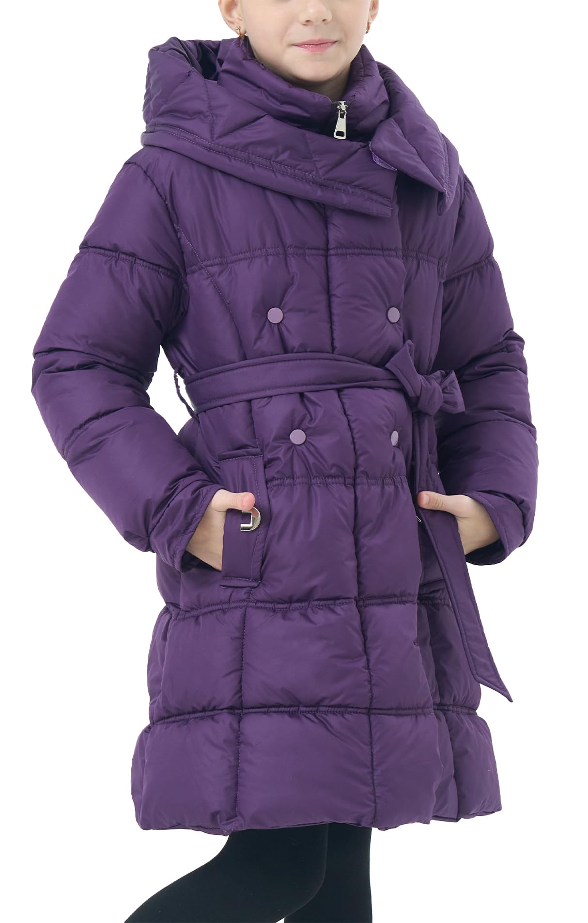 FEOYA Bambina Piumino Invernale Leggero Bimba Cappotto All'Aperto Autunnale Ragazza Giacche Elegante Sci Bambini Abbigliamento Piumini Antivento Con Neve Impermeabile 5-11 Anni