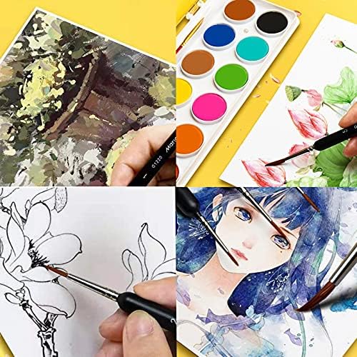 9 Pieces Miniature Brush, Detail Paint Brushes Set, for Fine Detailing Art Painting, Acrylic&Nail, Models, Watercolour, Miniatures,Oil, Warhammer Figures, Acrylic Watercolor Oil Nail Art Painting