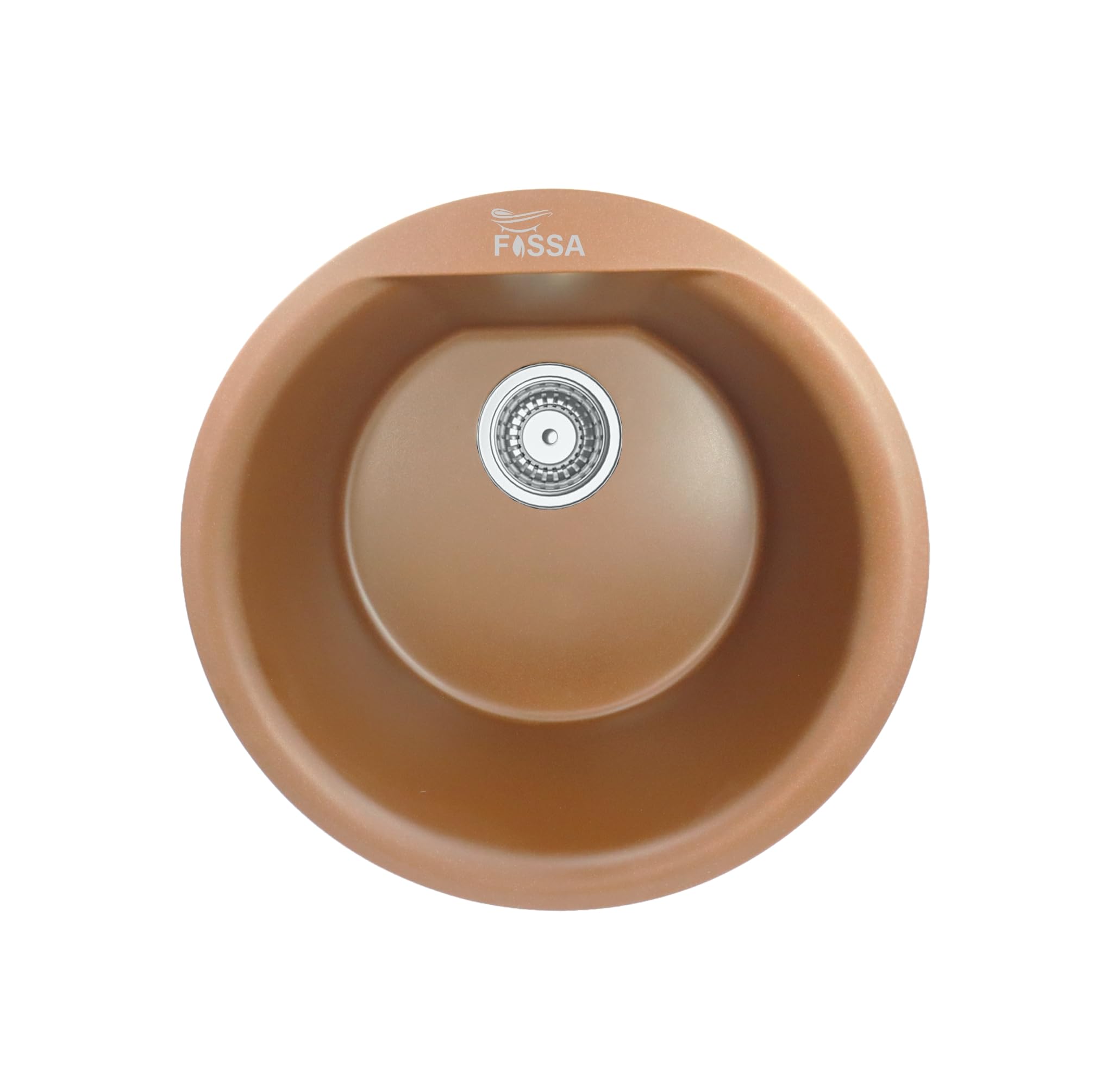 Fossa 18"x18"x08" Inch Round Bar Sink, Single Bowl Kitchen Sinks, Quartz German Engineered Technology Kitchen Sink Easy-to-Clean Sink for Outdoor Indoor Catering Restaurant Hospital (Brown)