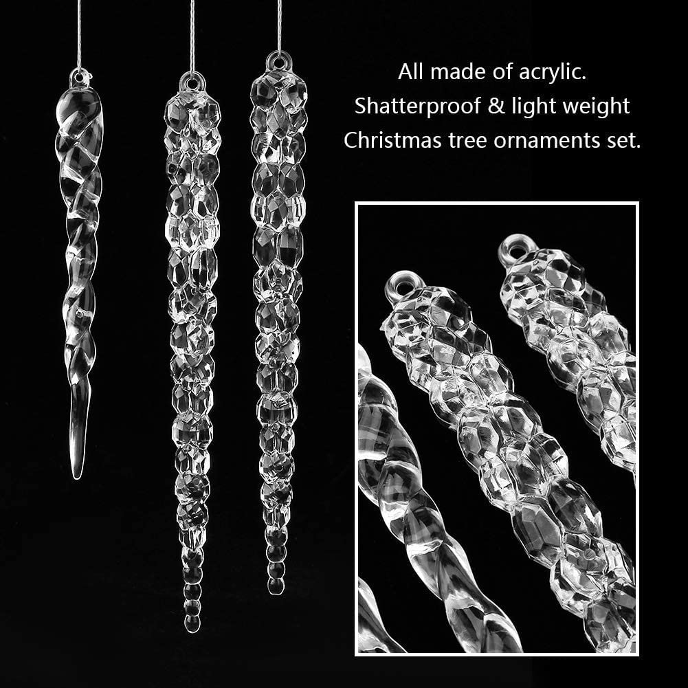 32 Decorazioni Natalizie Acriliche - Fiocchi Di Neve E Ghiaccioli Per Albero - Foto 13