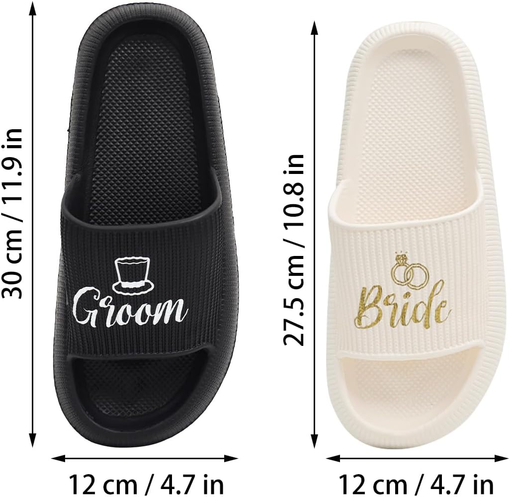 Brosash Bride & Groom Wedding Slides – Matching Sandals for Newlyweds – Comfortable Just Married Slippers for Honeymoon, Wedding Morning, Engagement Gift, Bridal Shower Accessories Bachelorette image 4