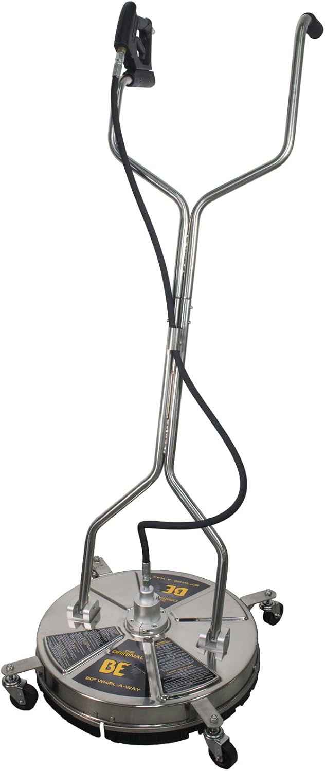 BE Power Equipment 20" Whirl-A-Way Stainless Steel Commercial Pressure Washer Surface Cleaner for Hot/Cold Water