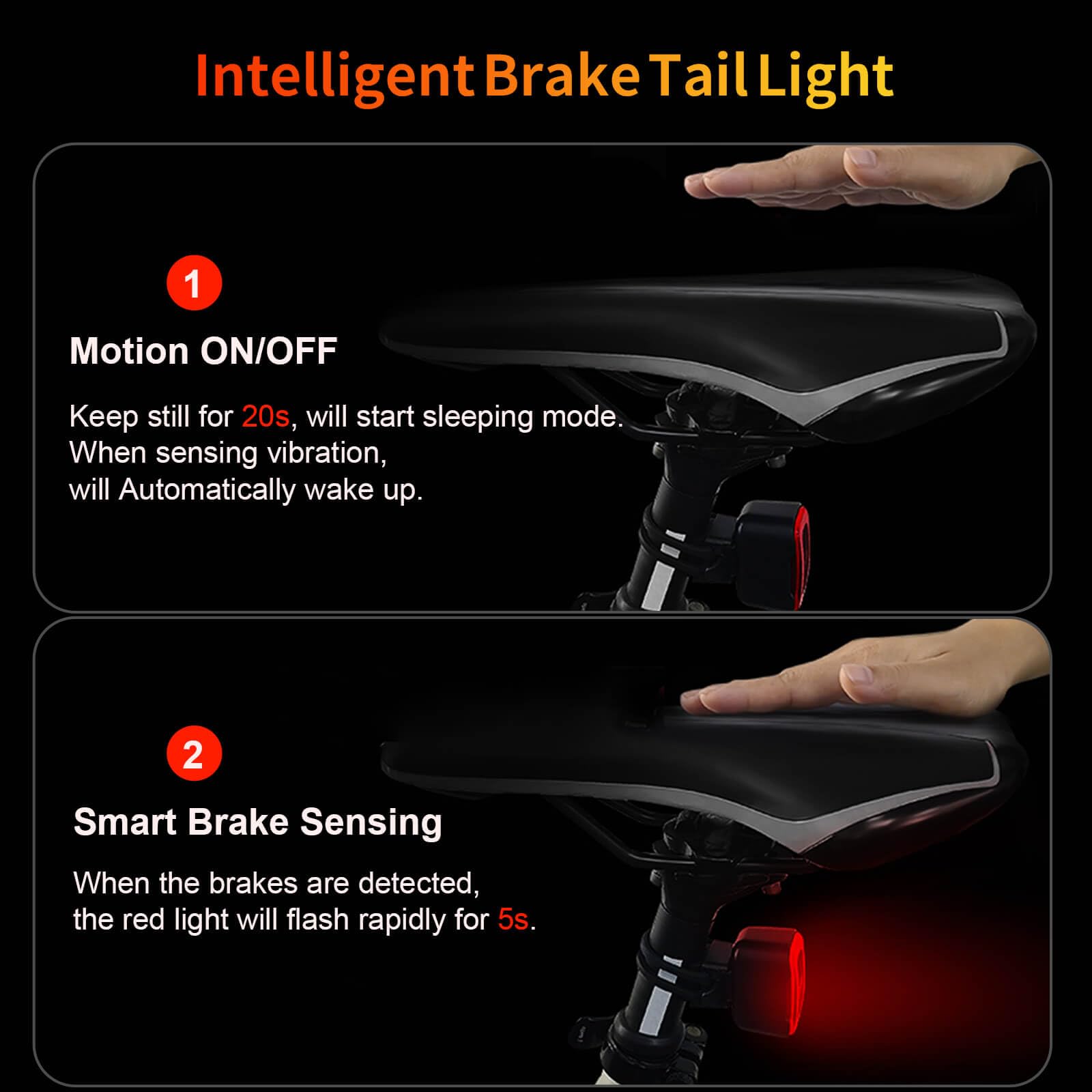 Fanale Posteriore Bici Ricaricabile USB-C - Con Rilevazione Frenata, Impermeabile IPX4 - Foto 5