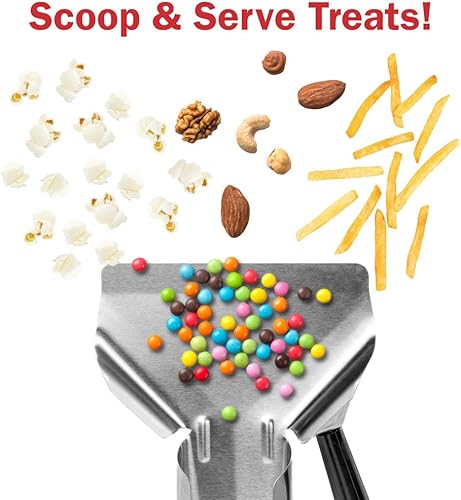 Miniatura 10 de Popcorn Speed Scoop - Cuchara perforada de acero inoxidable de llenado rápido para bolsas, cubos y cajas, elimina los granos sin reventar,