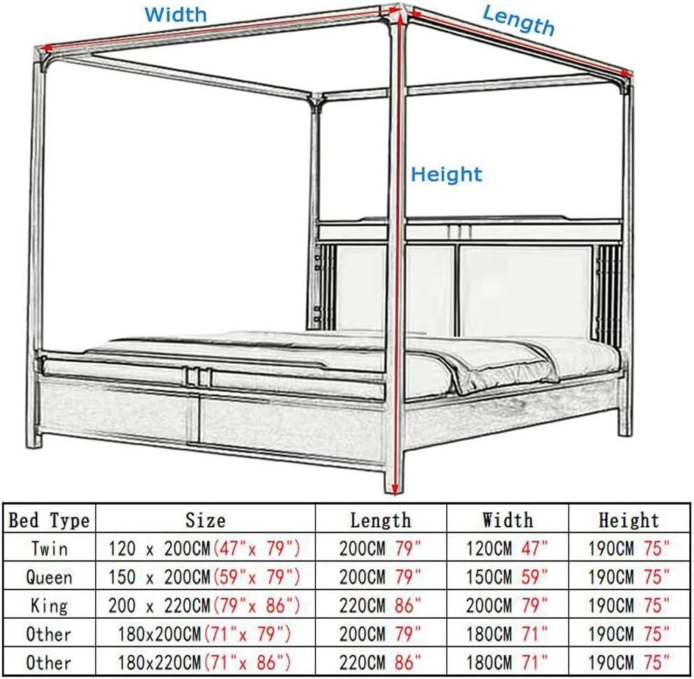 Bed Tent，4 Corner Post Double Bed Canopy Mosquito Net, Dustproof Blackout Bed Curtains with Metal Brackets, Easy to Install