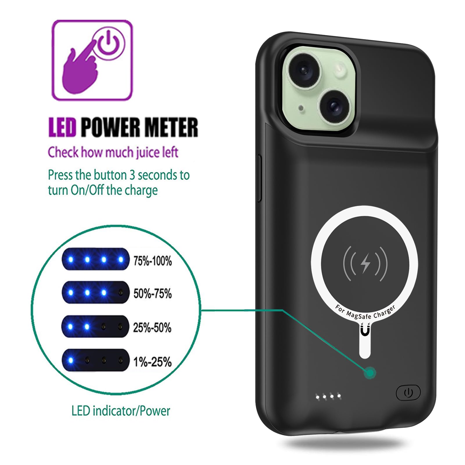 Apple ワイヤレス充電ケース Wireless Charging Case… Amazon.com: Wireless Charging Case for iPhone 15 Plus, 12000mAh