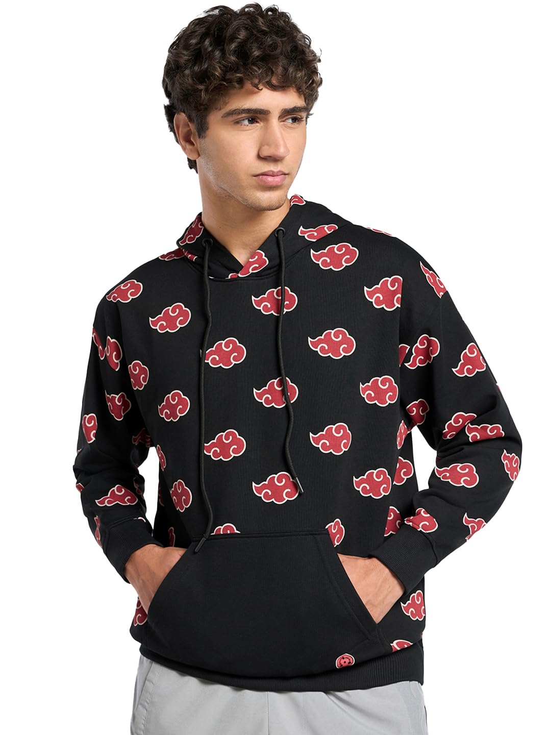 Bewakoof X Naruto Herren Fleece-Kapuzenpullover | Bewakoof Heavy Duty® 1.0 | Herren Kapuzen-Sweatshirt, Winterbekleidung, AOP 1373, 46