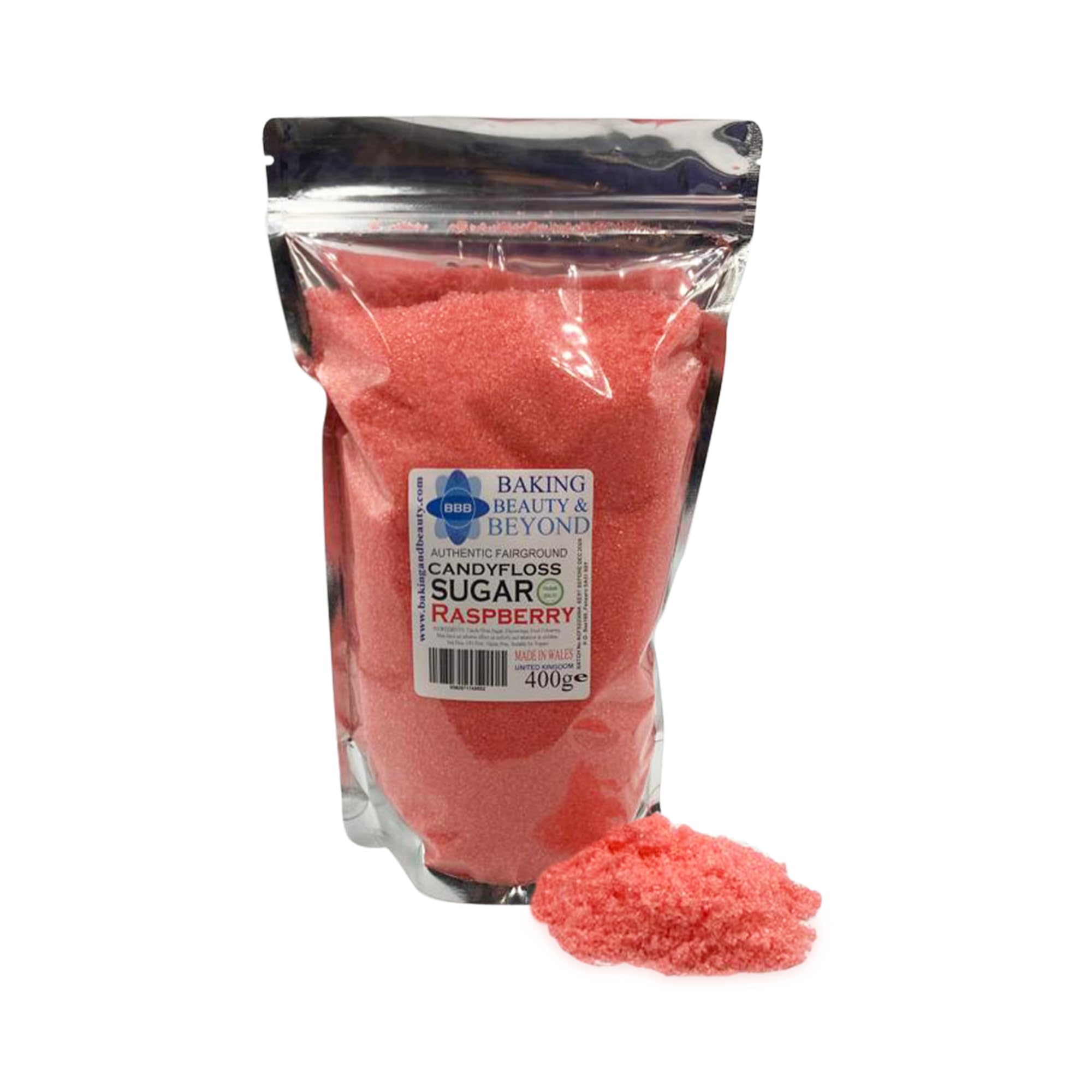 Baking Beauty and BeyondPremium Floss Sugar for Cotton Candy - Cotton Candy Flossing Sugar with Natural Ingredients, Perfect for Every Occasion, Bulk Floss Sugar 400g - Raspberry Flavour