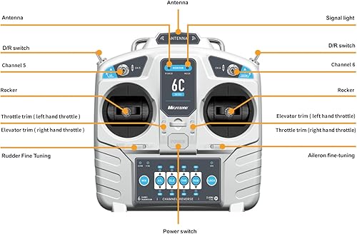 Miniatura 7 de GoolRC MicroZone - Transmisor y receptor RC de 6 canales compatible con MC6RE, E6R-E, MC7RB y MC9002 Controlador de radio de 2.4 GHz para SU27 RC