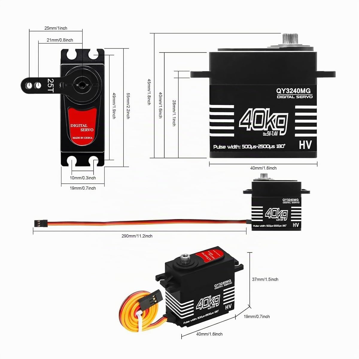 Servo RC Digitale, Servo Impermeabile in Metallo, Sterzo per Modellismo con Ingranaggio in Metallo, per Ali Rigide, Auto 1/10 1/8, Robot e Fai da Te Intelligente